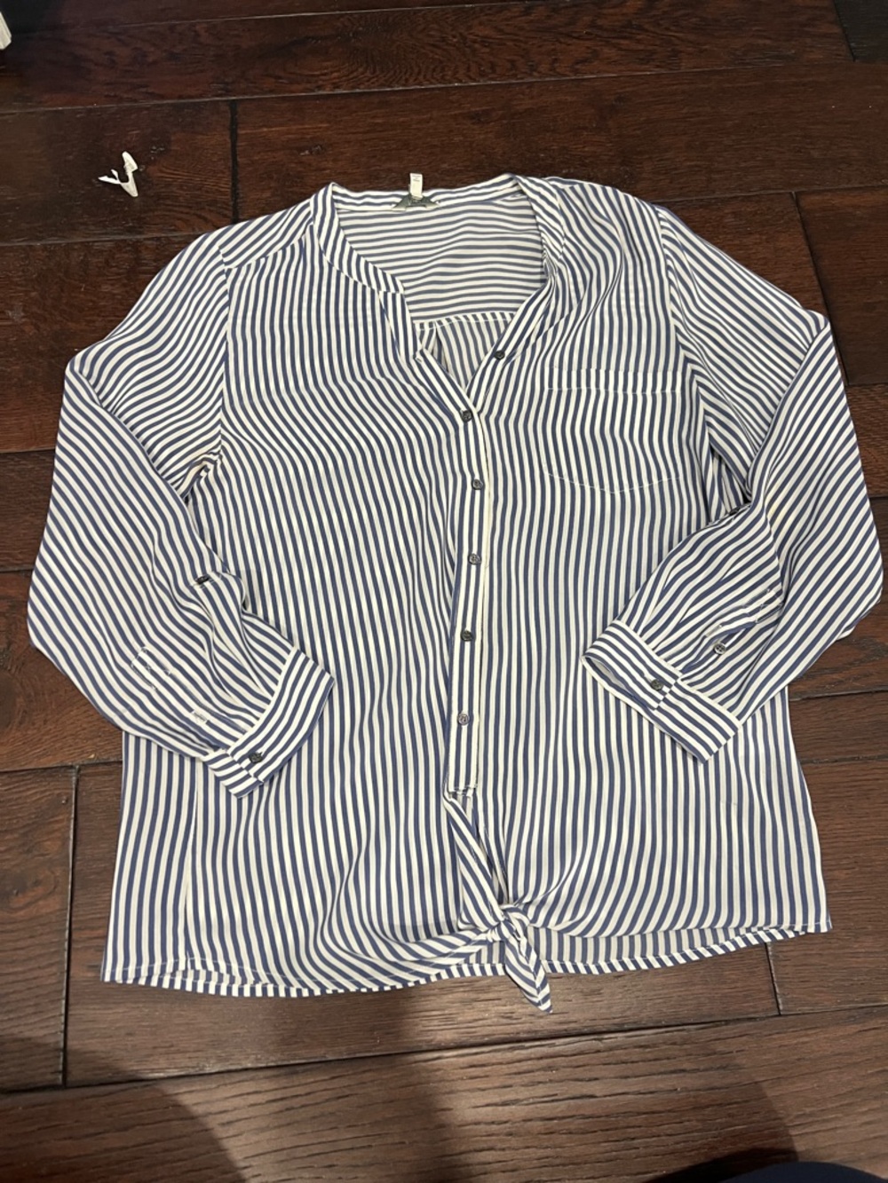 Joie Navy and White Striped Button-Front Blouse